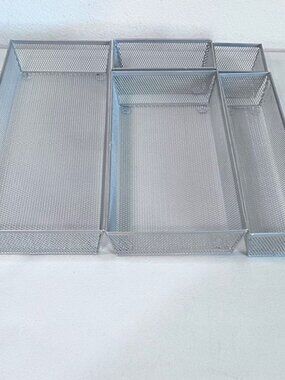 5 Metal Mesh Drawer Organizers Set Storage Bins Various Sizes